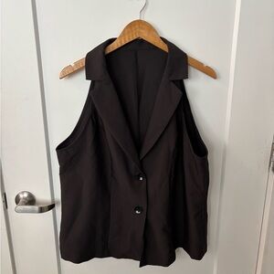 Black Sleeveless Blazer Vest